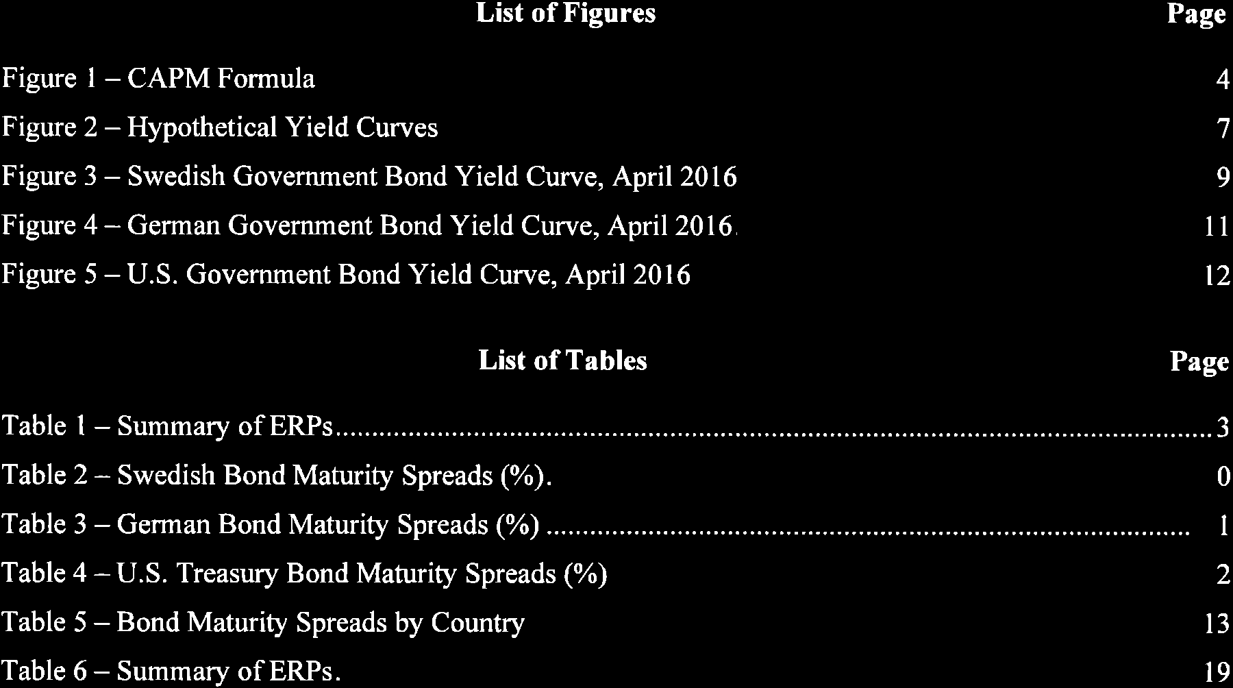 List of Figures Figurel-CAPMFormula Figure 2 - Hypothetical Yield Curves Figure 3 - Swedish Government Bond Yield Curve, April 2016 Figure 4 - German Government Bond Yield Curve, April 2016 Figure 5