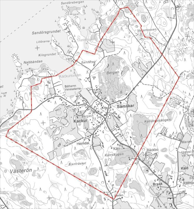 2 2. PLANERINGSOBJEKT OCH INFLUENSOMRÅDE Planeringsområdet utgörs av Kackur-Sämskar glesbygdsområde i Larsmo by i Larsmo kommun.