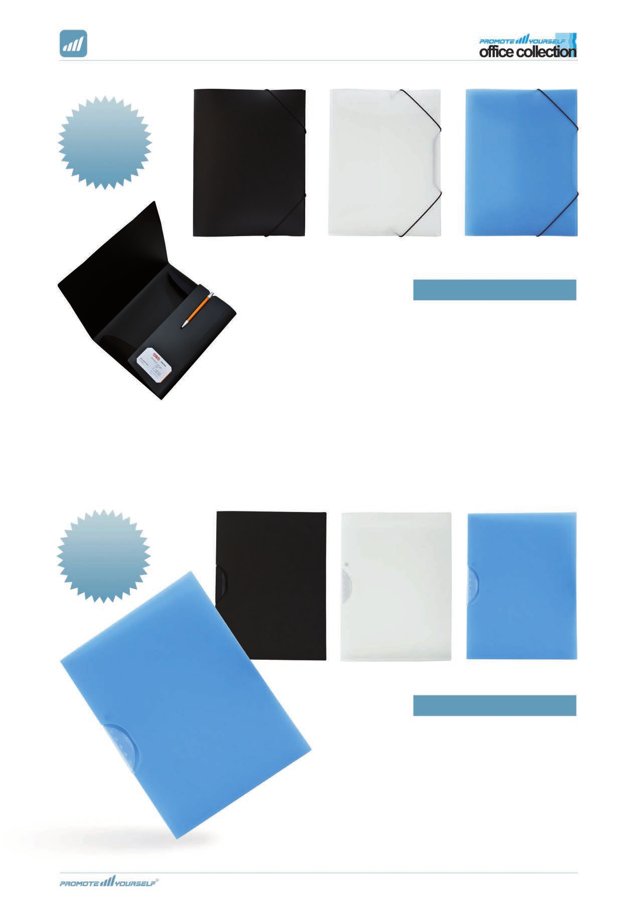 15,00 /st vid 1 000st 610-501 svart (opak) 610-500 vit (frostad) 610-508 blå (frostad) Snoddmapp A4 (pp) Snoddmapp A4 i PP-plast med tre klaffar, visitkortsficka (i kreditkortsstorlek) samt en mycket