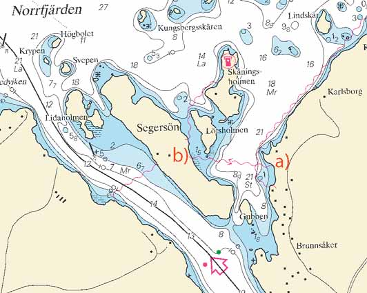 Nr 186 6 Mälaren och Södertälje kanal / Lake Mälaren and Södertälje kanal * 4475 Sjökort/Chart: 113 Sverige. Mälaren. Strängnäs. Segersön-Tosterön. Ny undervattenskabel.