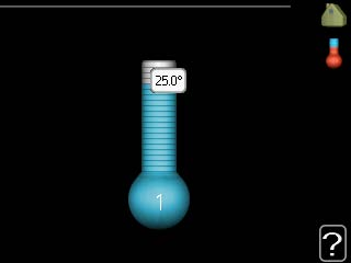 Meny 1.1 temperatur Om huset har flera klimatsystem visas det på displayen med en egen termometer för varje system. I Meny 1.