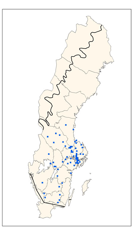 Bedömning trend Försämring Figur 1. Svenskt utbredningsområde (till vänster) och förekomstareal (till höger). Förekomstkartan visar vilka ETRS-rutor som innehåller någon areal 9060.