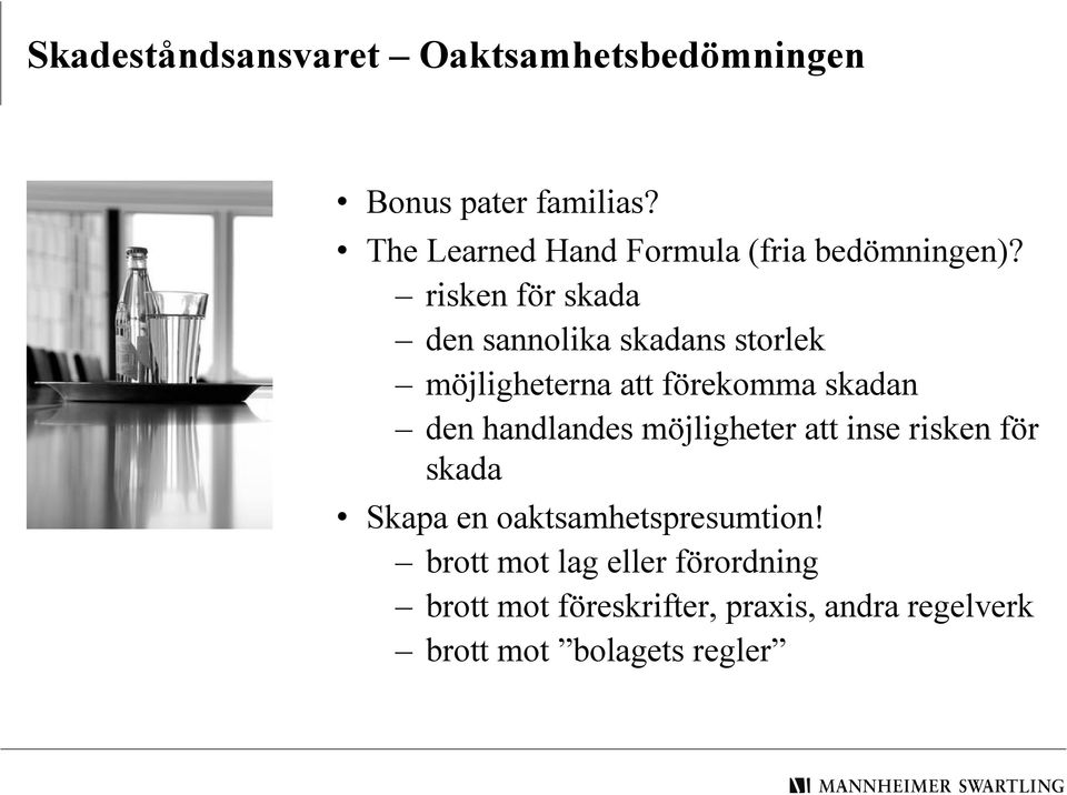 risken för skada den sannolika skadans storlek möjligheterna att förekomma skadan den