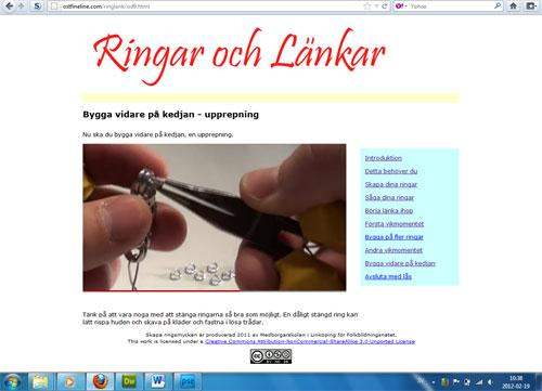 Skärmdump från hemsidan I de slutliga kontakterna med Folkbildningsrådet fick vi en hel del påpekanden över sådant som de tyckte vi skulle ändra på och de sista veckorna var väldigt intensiva och
