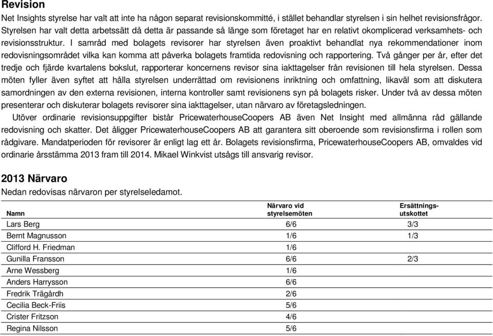 I samråd med bolagets revisorer har styrelsen även proaktivt behandlat nya rekommendationer inom redovisningsområdet vilka kan komma att påverka bolagets framtida redovisning och rapportering.