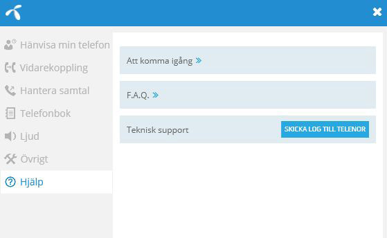 3.9.8 Hjälp Under fliken finns en länk till Telenors hemsida Att komma igång. Här finns mjukvaran att ladda ner.