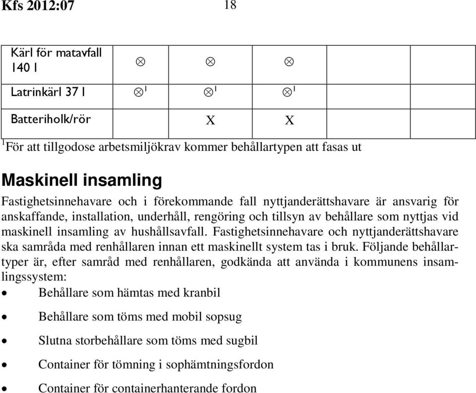 Fastighetsinnehavare och nyttjanderättshavare ska samråda med renhållaren innan ett maskinellt system tas i bruk.