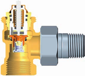 Konstruktion Eclipse. Kraftig returfjäder i kombination med hög hållkraft säkerställer att ventilen inte ändras över tiden. Anslutning IMI TA M0x, för termostater och ställdon.