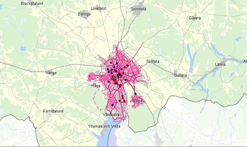 BILAGA 4 Cykelvägnätet i Uppsala kommun Källa: Uppsala kommun,