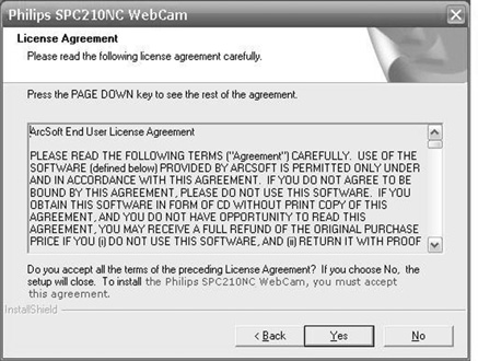 SV Installation Installera WebCam-programmet Den medföljande programvaran fungerar endast i datorer med operativsystem Microsoft Windows 98SE, ME, 2000 eller XP. OBS!