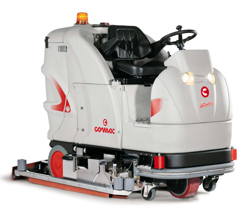 COMAC KOMBIMASKIN, ÅKBARA Kombimaskin Ultra 85 B Passar för underhållsrengöring och tuffare rengöring av medelstora och stora ytor, speciellt industrier, lager och större köpcentrum.