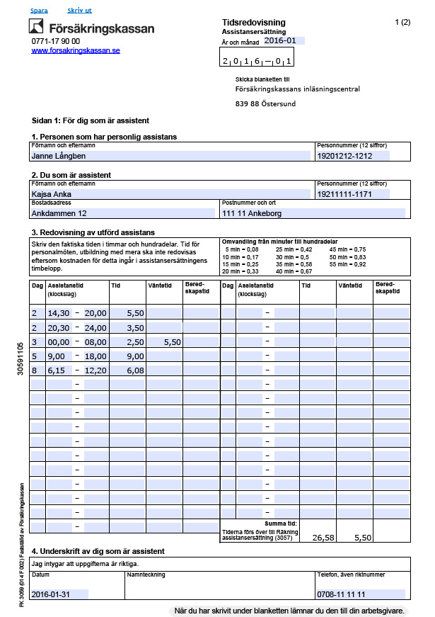 Sida 11 B L Å A S S I S T A N S Kajsa Anka Tidsredovisning ska f yllas i varj e mån