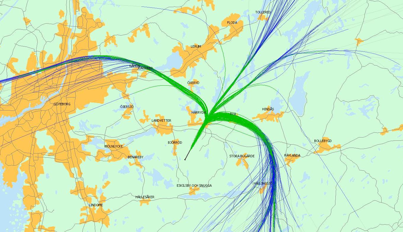 mindre jet mellanstora jet Större jet MD80 Används ej natt Effekt dag/kväll