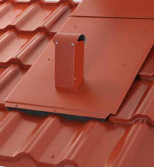 Takgenomföring Plannja tillverkar anpassade ventilationshuvar och avloppsluftare till respektive takpannor och profiler som ger en tät och estetsisk lösning för alla typer av tak.