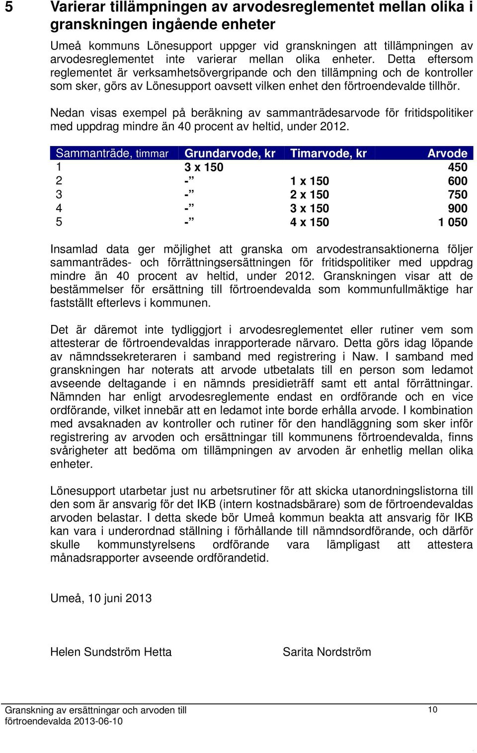 Nedan visas exempel på beräkning av sammanträdesarvode för fritidspolitiker med uppdrag mindre än 40 procent av heltid, under 2012.