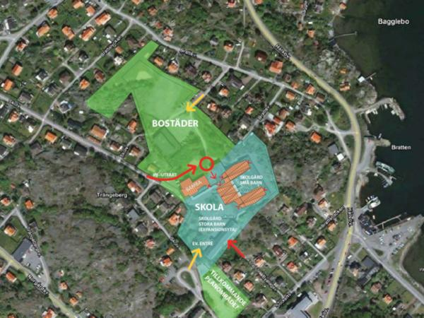 Arkitekt Elin presenterade en första skiss över nya Bratteberg. Den bygger på det arbete som gruppen gjort de senaste månaderna och de förutsättningar som detaljplanen ger.