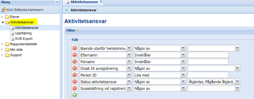 Det kommunala aktivitetsansvaret Alla personer som slutfört sin skolplikt och ännu inte fyllt 20 år folkbokförda i kommunen som saknar aktuell elevplacering samt examensbevis från gymnasiet eller går