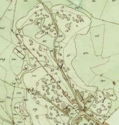 Lindbacken Utsnitt ur karta från 1821.
