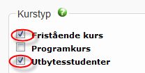 Kurstillfälle kom ihåg 6 (av 6) Utbudet för utbytesstudenterna Det måste finnas ett specifikt kurstillfälle för de kurser som erbjuds utbytesstudenter.