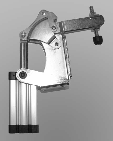 PNEUMATISKA VERTIKAL KNÄLEDSSPÄNNARE Platsbesparande design Kan monteras vertikalt eller horisontalt Utrustad med dubbelverkande Norgren eller Festo pneumatiska cylindrar Utbytbara cylindrar