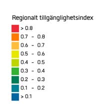 TILLGÄNGLIGHETSINDEX REGIONALT TILL- GÄNGLIGHETSINDEX > 0,8 0,7-0,8