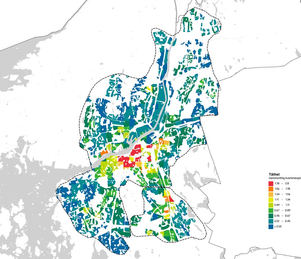 OMRÅDESEXPLOATERING TÄTHET Genomsnittlig kvartersexploatering 1,78-2,8 1,56-1,78