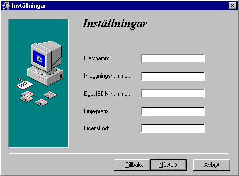 4.3 Inmatning av företagsspecifika uppgifter För att din telefonistplats skall fungera korrekt är det viktigt att du fyller i uppgifterna i detta fönster korrekt.