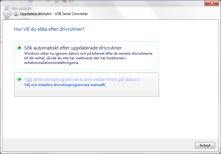 Högerklicka på USB Serial Converter och klicka på uppdatera drivrutin.