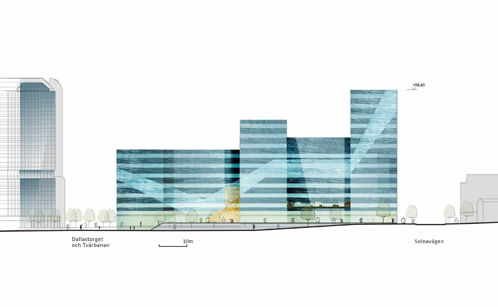 Fasad motsöder och Solna Centrum