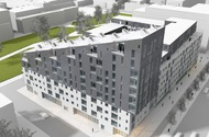 Nybyggnad Kontor 11000kvm Nybyggnad Markanläggning Nybyggnad Kiosk, gatukök, café Nybyggnad Sophus Byggtekniskt antal huskroppar 1st Antal våningar 9st Bruttoarea 22000m2 Byggnadsarea 1220m2
