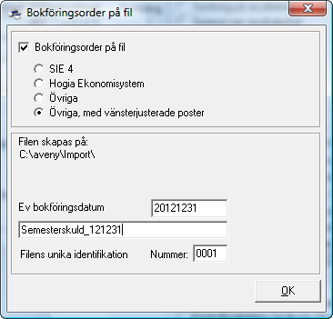 Aveny Hogia PA Nyhetsbrev 1/2013 Sid: 6 Fortsätt med att fyll i inmatningsfälten i den efterföljande bilden enligt exemplet till höger Notera särskilt att hela lönekostnadspåslaget inkl försäkringar