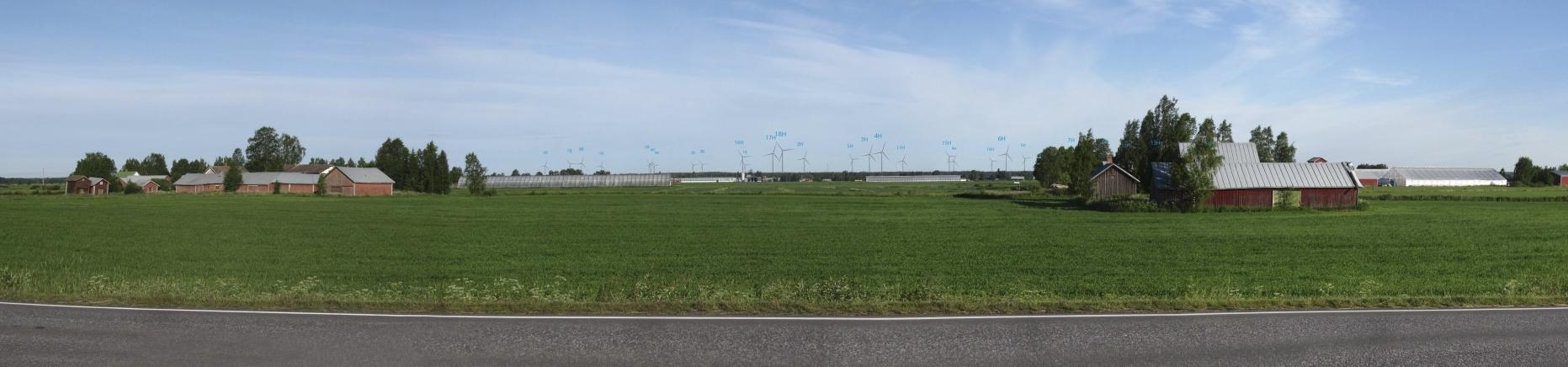 MILJÖKONSEKVENSBESKRIVNING 87 / 234 Figur 50. Fotomontage från Piltåget, avstånd till närmaste kraftverk 3,2 km. Figur 51. Fotomontage från riksväg 8, avstånd till närmaste kraftverk 5,0 km.