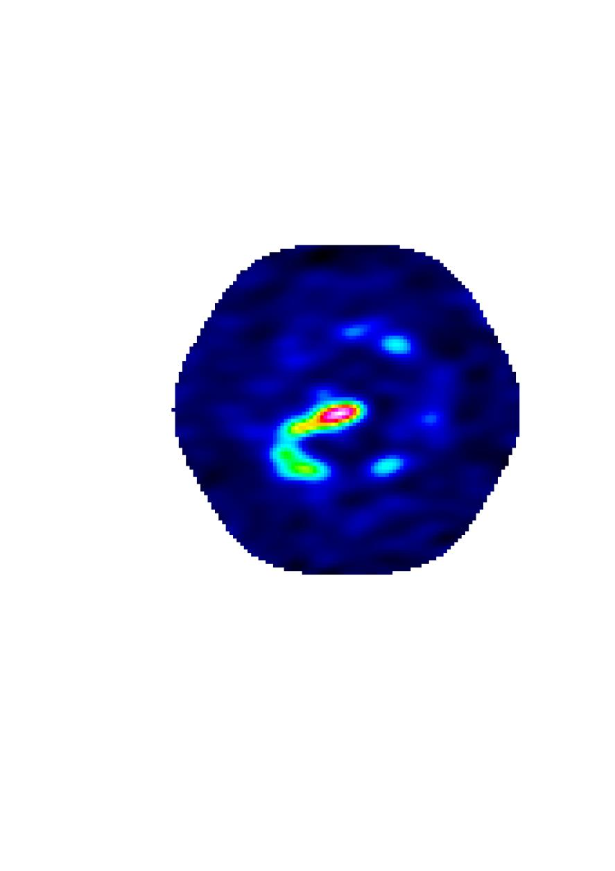 11 Bild 4: ALMA bild av strålningens position Bilden från ALMA (Bild 4) visar var strålningen kommer ifrån relativt Ägget, som befinner sig i mitten.
