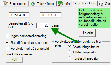 2.2 Kontrollera tidsschema, se även bilaga 1 För att systemet ska kunna räkna fram en korrekt semester så ska aktuellt tidsschema finnas definierad på respektive anställd. Välj Lön Personalregister.