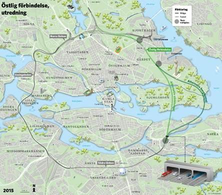 Sickla till Värtan. Den sträcker sig från Södra länken vid Sickla till Norra länken strax väster om trafikplats Värtan. Länken går i berget under Saltsjön utan intrång i Nationalstadsparken.