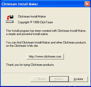 Installation Programmet har installerats på datorn.