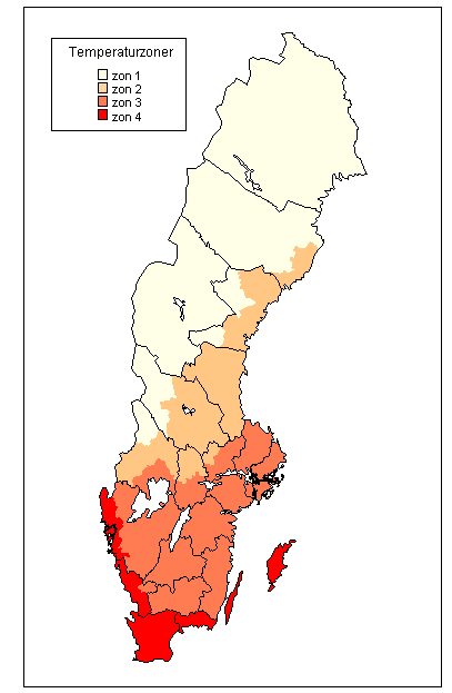 4 Regional indelning Temperaturzoner Zonindelningen bygger på årsmedeltemperaturer för de olika