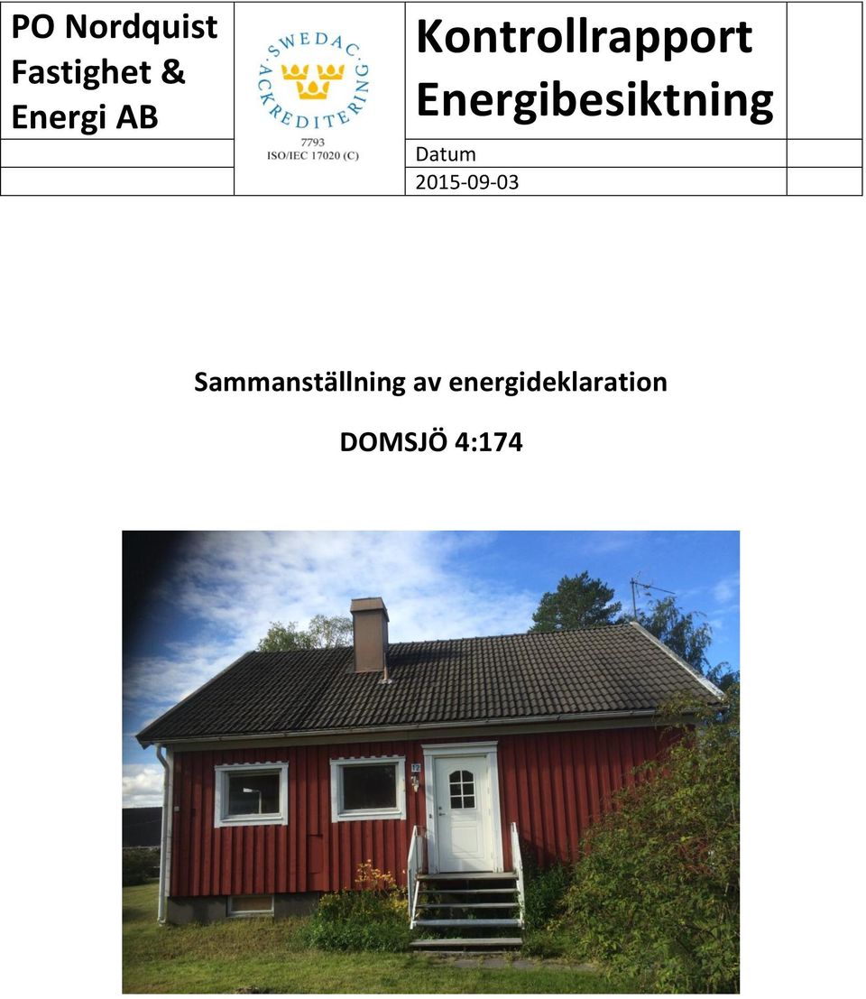 Energibesiktning Datum 2015-09-03