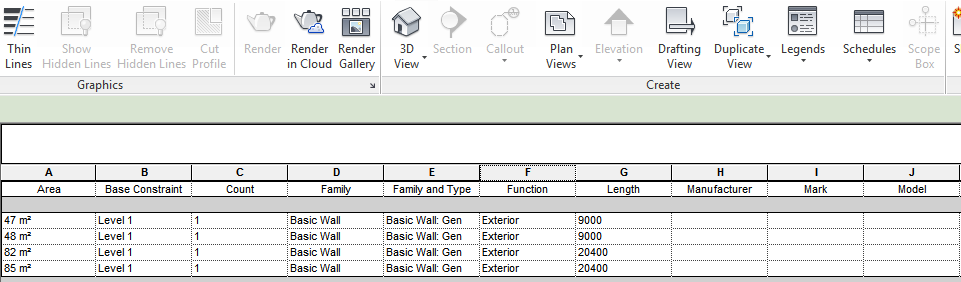 Figur 6 Schedules i Revit (skärmdump från programvara) Revit är kompatibelt med att använda ett såkallat öppet och neutralt filformat.