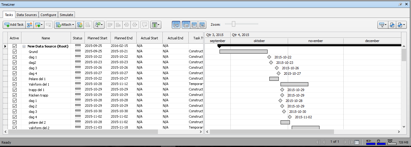 Figur 8 Sökfunktion i Navisworks (Skärmdump från programvara) TimeLiner är funktionen i Navisworks som gör simuleringar (Autodesk Knowledge Network, 2016e).