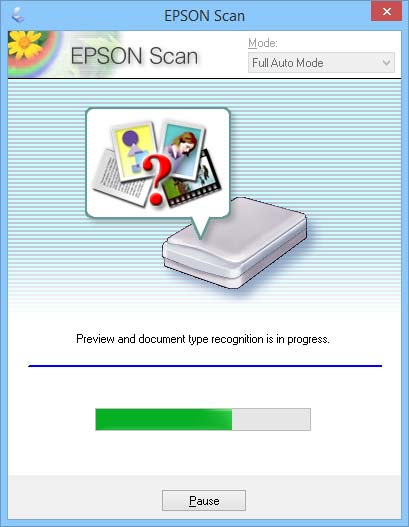 Skanna 6. Klicka på Skanna. EPSON Scan förhandsgranskar varje bild, upptäcker originaltyp och väljer automatiskt de skanningsinställningar som är mest lämpliga.