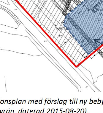 Nya parkeringsplatser Framtida tillbyggnad Ny butiksbyggnad Figur 2.2. Situationsplan med förslag till ny bebyggelse inom Porfyren 2 m.fl. (Byggingenjörsbyrån, daterad 2015 08 20).