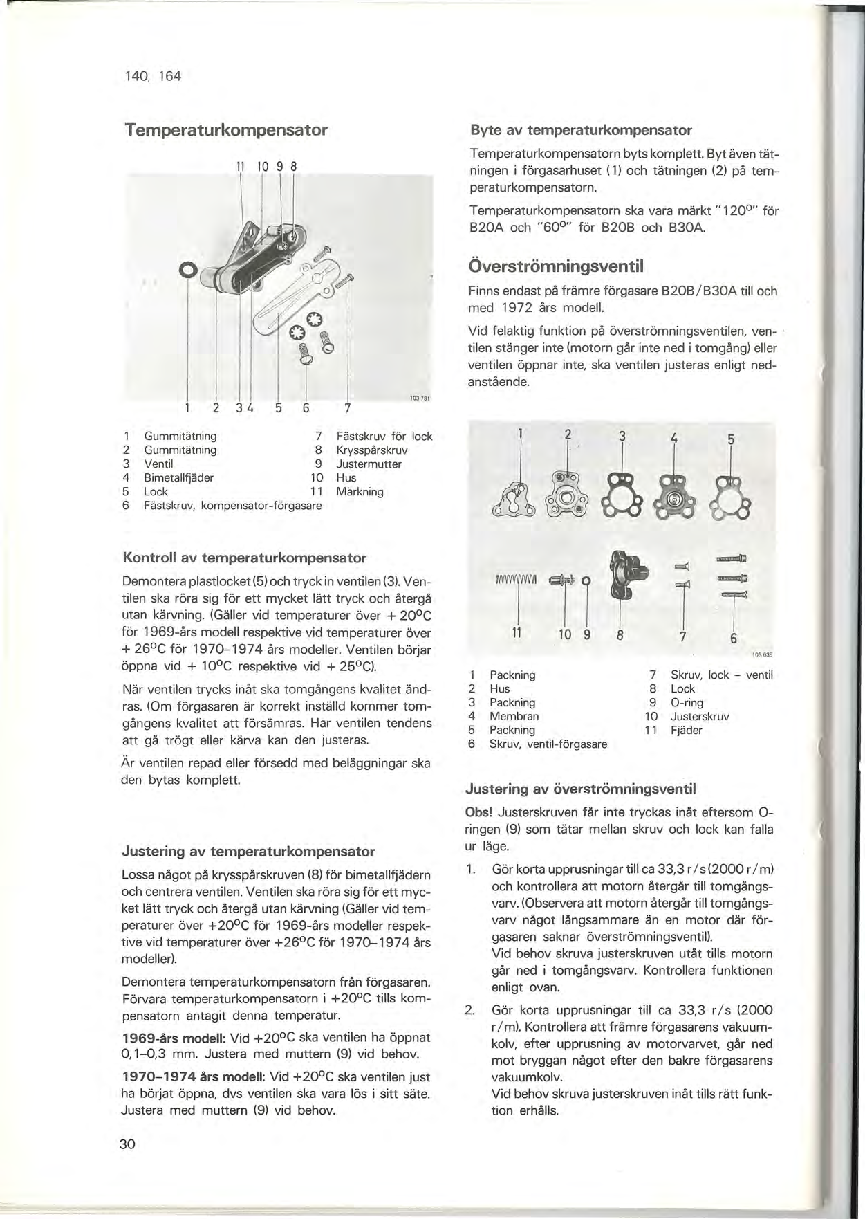 r 140, 164 Ternperaturkornpensator,.... O o~~ 6 103731 yte av temperaturkompensator Temperaturkompensatorn byts komplett.