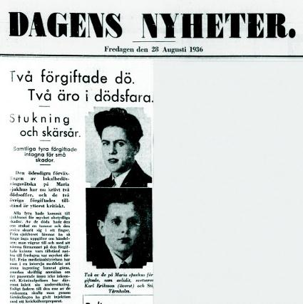Historia Dagens Nyheters förstasida fredagen den 28 augusti 1936.