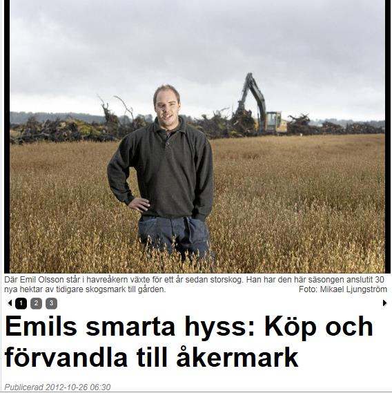 Marken aldrig tidigare odlad Kostnad 55 000 kr/ha inkl.