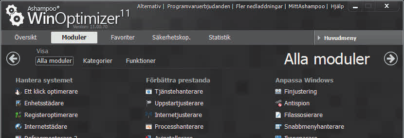 OPTIMERINGSPROGRAM Ashampoo WinOptimizer Ett optimeringsprogram är tyvärr en nödvändighet för att se till att Windows fungerar optimalt.