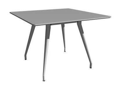 COLT HB-961 Bord med skiva i vitlaminat (enligt RAL 9016), björkfanér. Ben i vitlack eller polerad aluminium. Table with top in white laminate (as per RAL 9016), birch veneer.