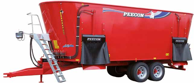 Foder Peecon Mammoet är för dig som har de högsta kraven på snabb utfodring. I standardutrustningen ingår bl.a. vågsystem med 6-8 vågceller och LCD, 3-4 skruvar, 4 foderluckor samt reduktionslåda.