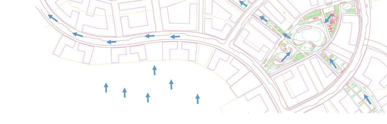 Beskrivning av fria vattenvägar vid kraftiga regn Vid kraftiga regntillfällen räcker kapaciteten av dagvattensystemet oftast inte för att kunna hantera de flöden som uppstår, vilket kan leda till att