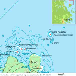 häckfågelfaunan i östra smålands ytterskärgård 1990-2008 67 Runnö Rödskär Inv. objekt nr 9. Oskarshamns kommun. Fågelskyddsområde. Fågelvärde.